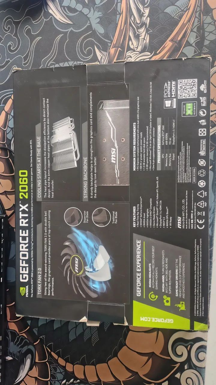 RTX 2060 - 6gb MSI com caixa