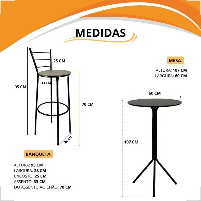 Jogo Mesa Redonda Alta Bistrô + 2 Banquetas - Foto 3