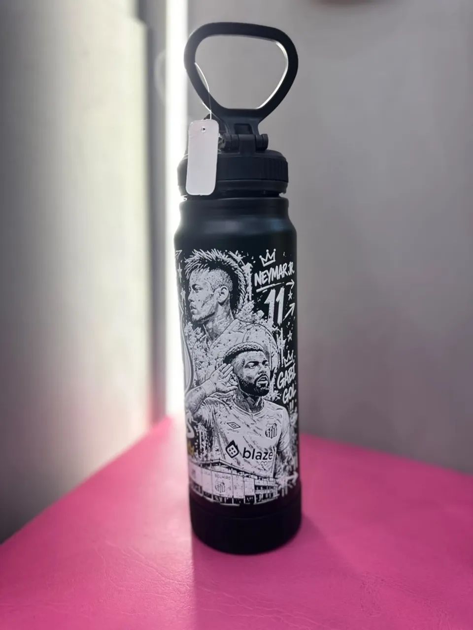 garrafa térmica santos 800ml preta - Foto 3