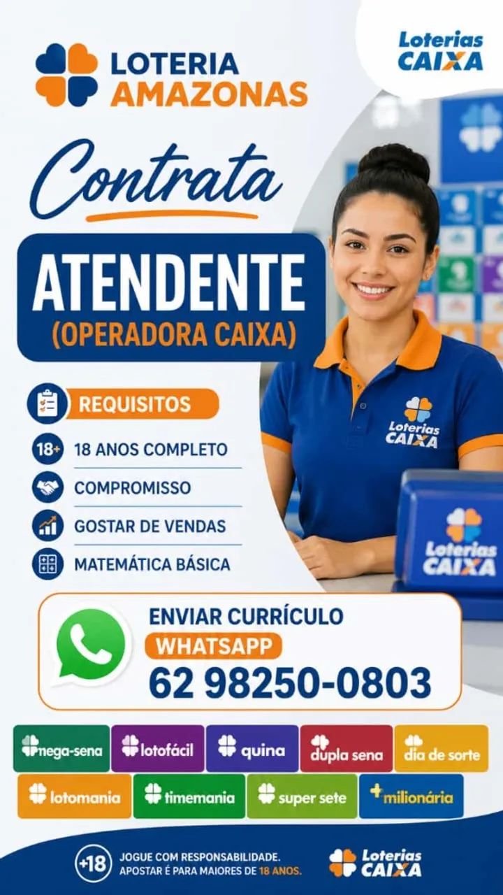 Vaga para Vendedora/Operadora de Caixa - Loteria Amazonas