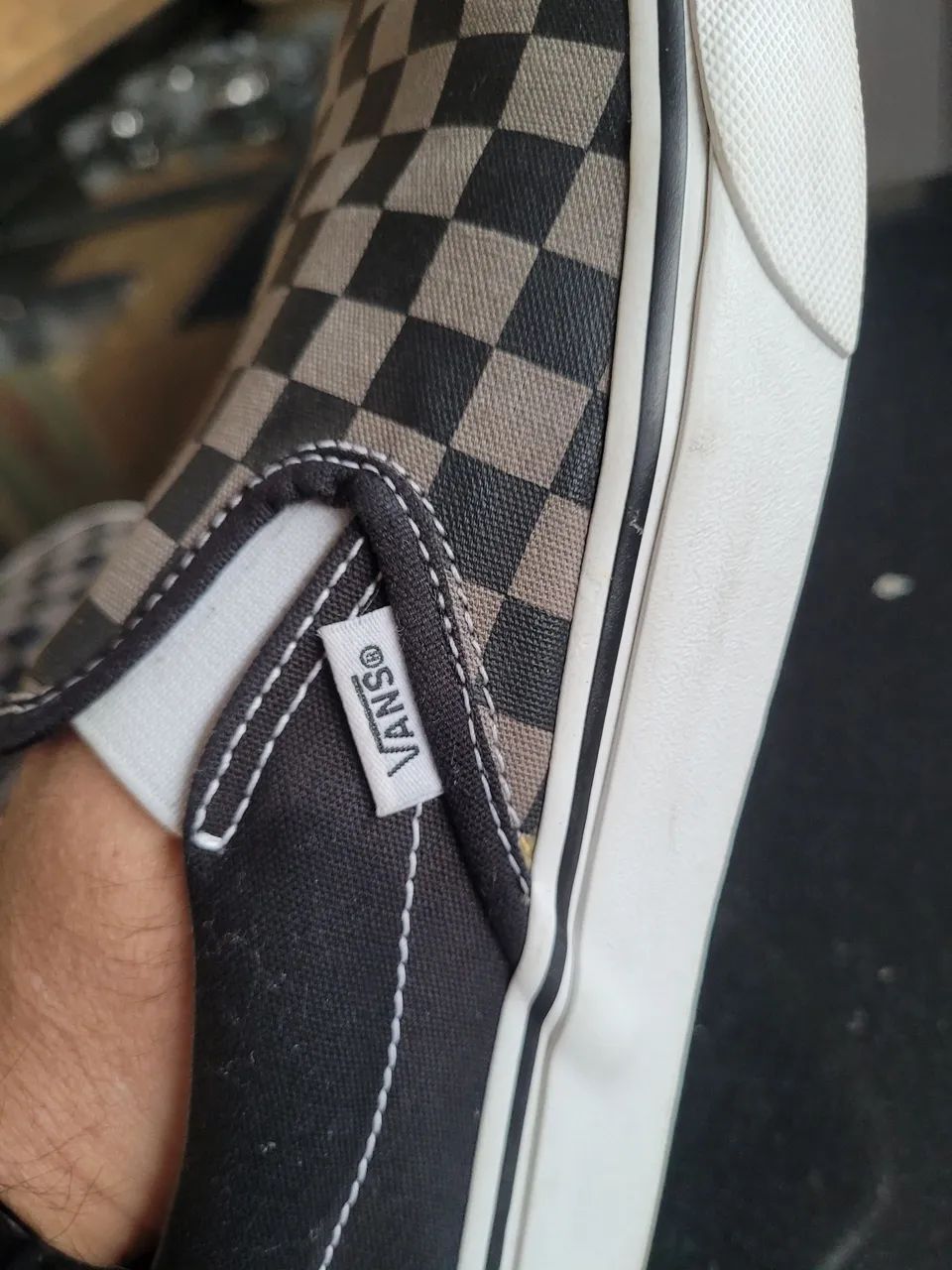 Vans slip-on checkerboard black grey - Foto 3