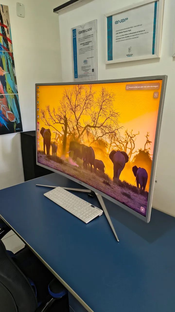 Monitor 40 polegadas tela curva + teclado e mouse sem fio  - Foto 4