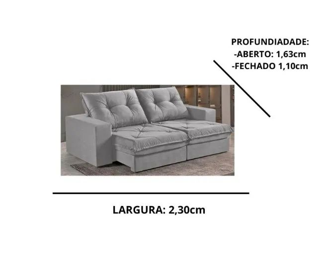 Sofá Prime Retrátil e Reclinável de 2,10cm   - Foto 3
