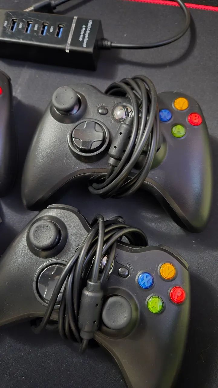 4 controle  xbox cabo + hub - Foto 3