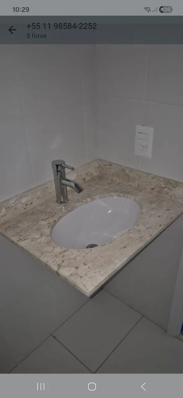  Lavatorio de  pedra com cuba de ceramica ,sem frontais, sem torneira , medindo 60 X 50