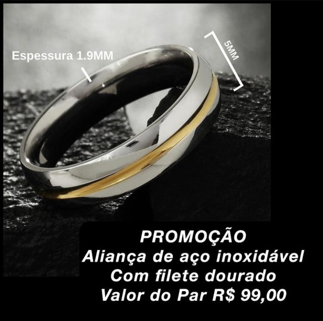 Par de Alianças de Aço  - Foto 3