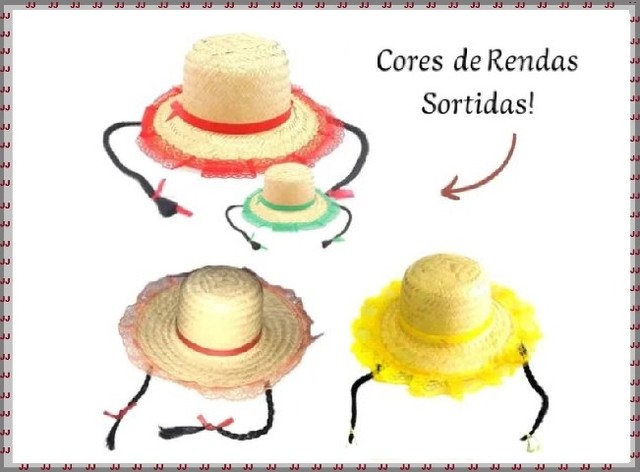 Chapéu junino adulto com renda e tranças - Foto 4