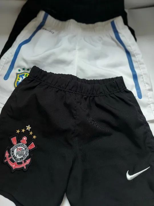 Lote c/ 3 Shorts Meninos 6m a 2 Anos- Tam S - Seminovos  escudo  CBF/Corinthians - Foto 4