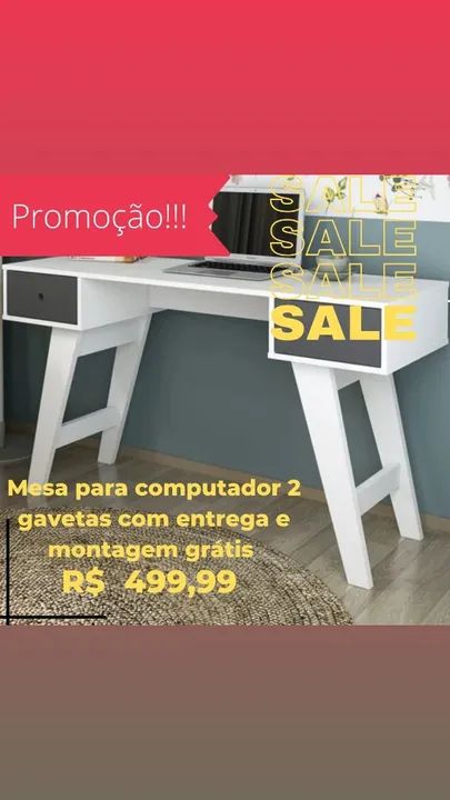 Mesa para computador 2 gavetas 64960485706241120