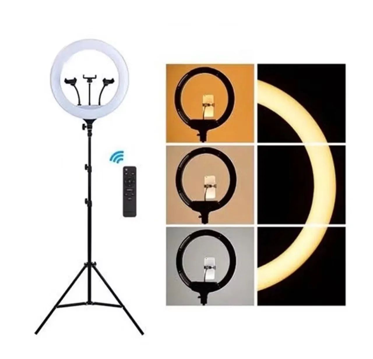 Kit ring light completo.fonte de energia.c remoto . tripé 2.1m.3 suporte para celular  - Foto 5