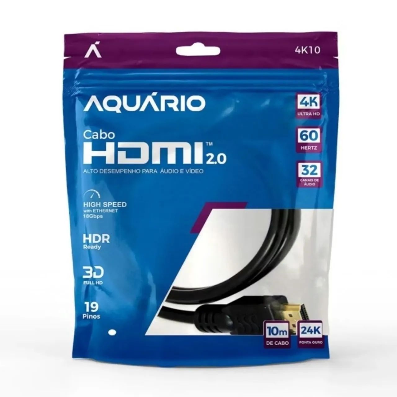 Cabo 2.0 Hdmi 10 metros Aquário 4k blindado - Foto 4