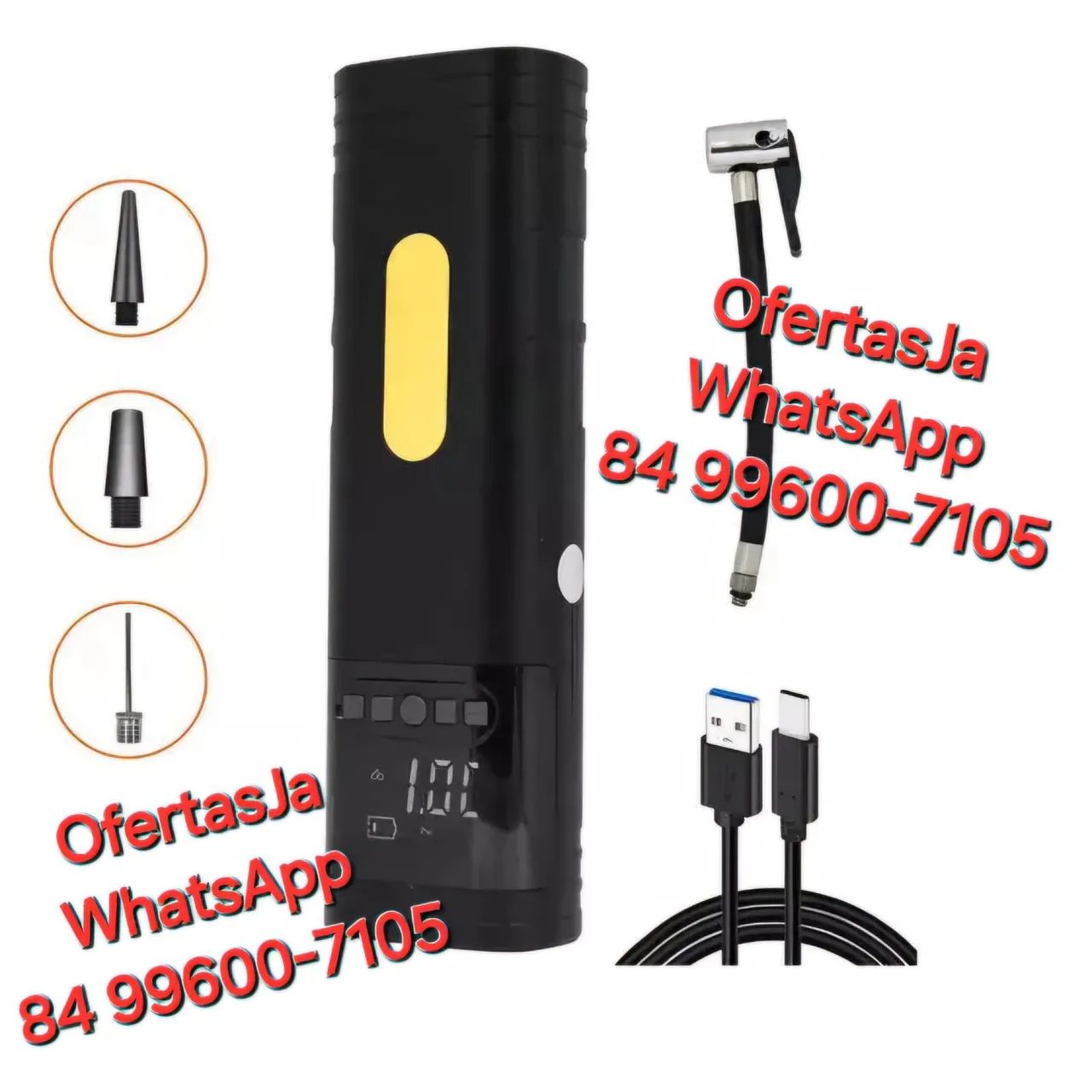 Calibrador Compressor de Ar Portátil Recarregável sem Fio Usb