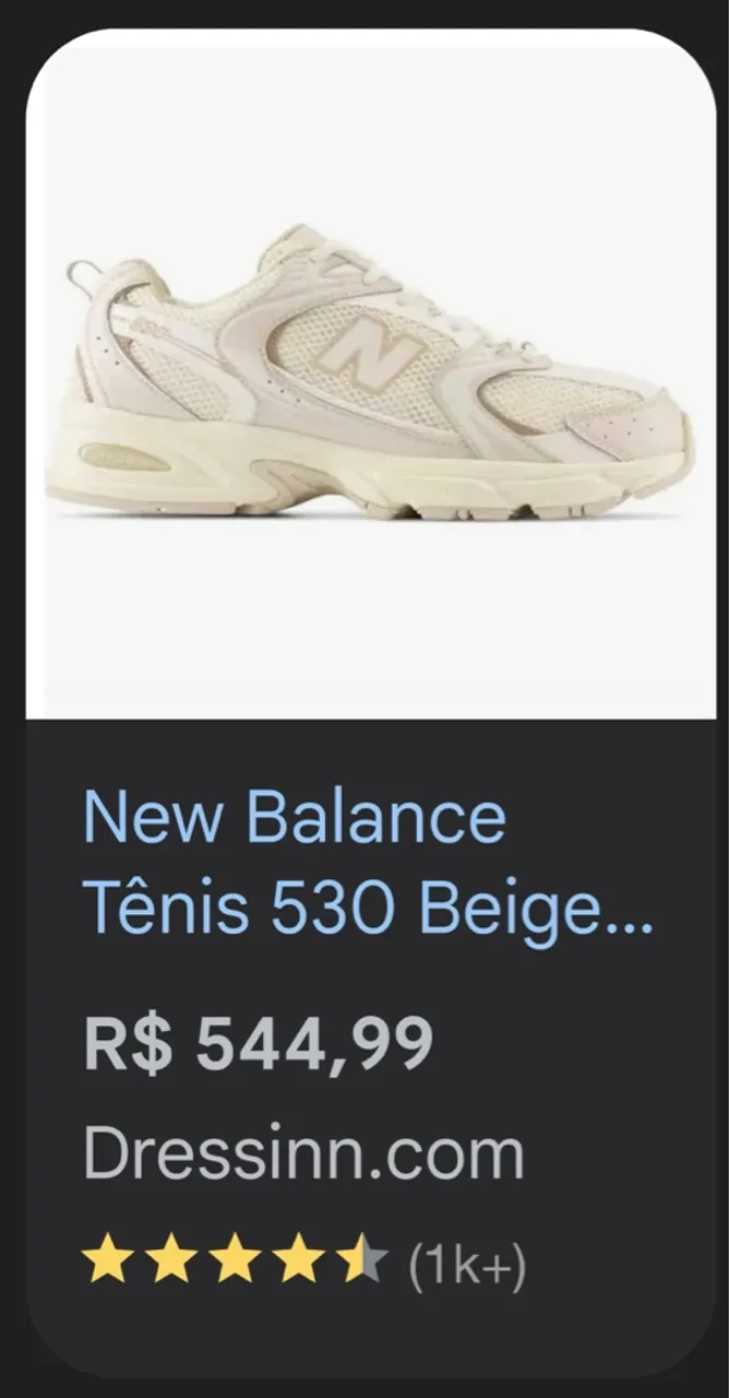 Tênis New Balance 530 Beige (Angora) - Tamanho 36 BR / 5.5 US