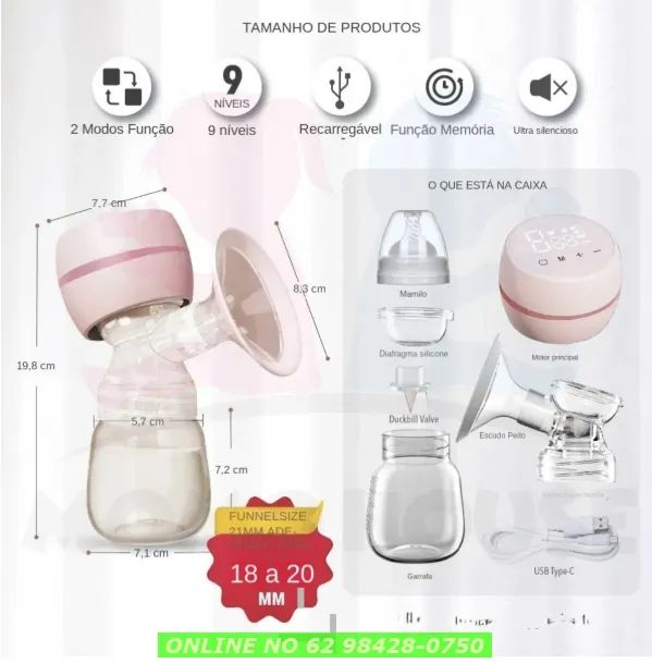 Bomba De Tirar Leite Elétrica Extrator De Leite Materno - Foto 3