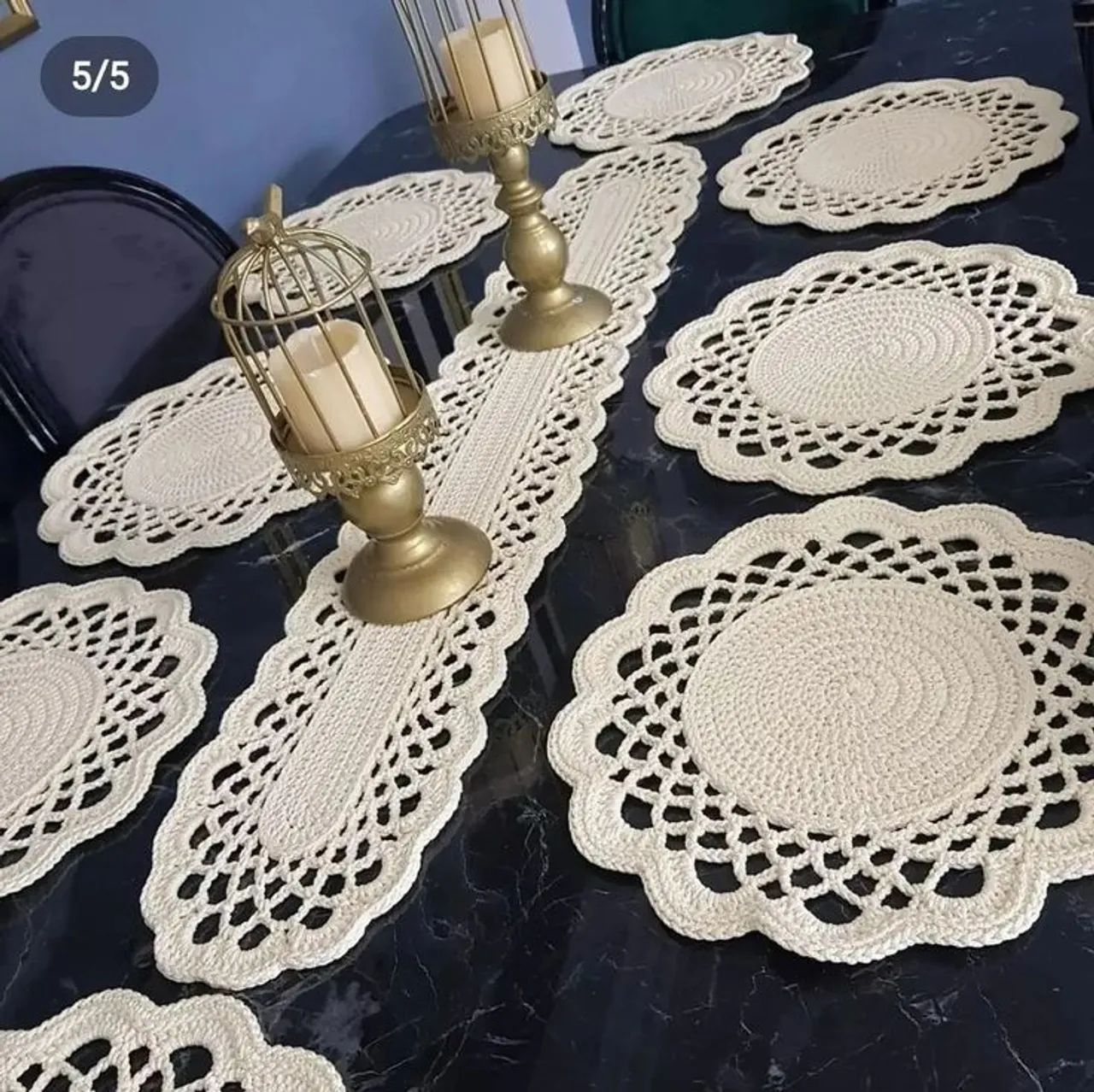 Jogo Americano Crochê Vermelho - 4 Peças - Foto 2