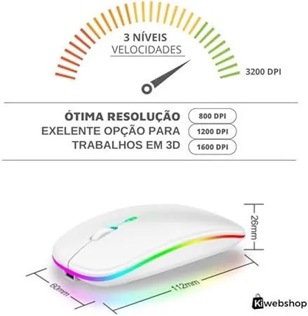 Mouse Sem Fio Recarregável Wireless Óptico - Foto 2