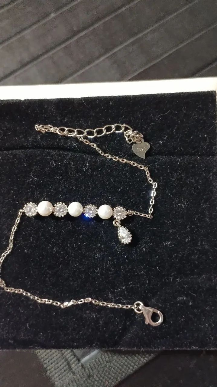 Pulseira de prata 925 com detalhes de pérola  - Foto 4