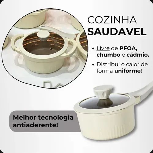 Jogo panelas Ceramica 20 peças (creme) - Foto 3