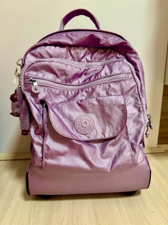 Mochila Kipling Roxo com Rodinhas