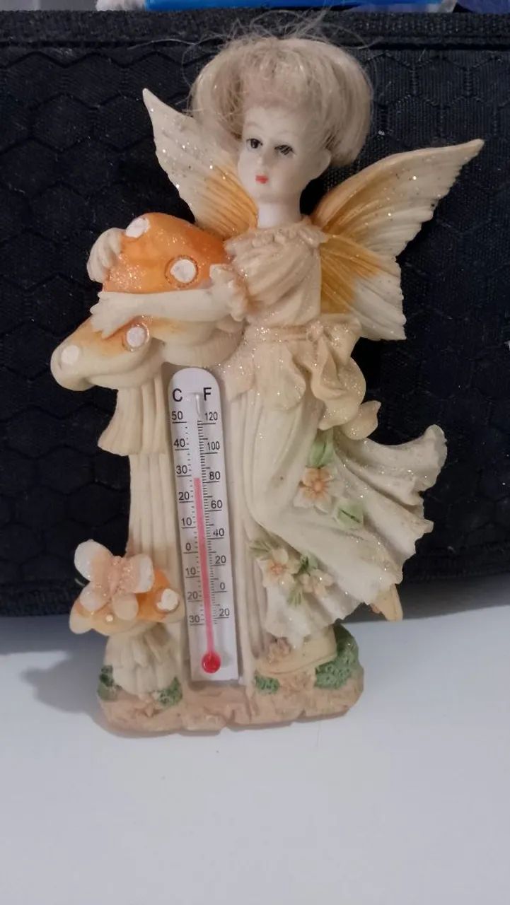 escultura antiga retrô fada anjinho bibelô