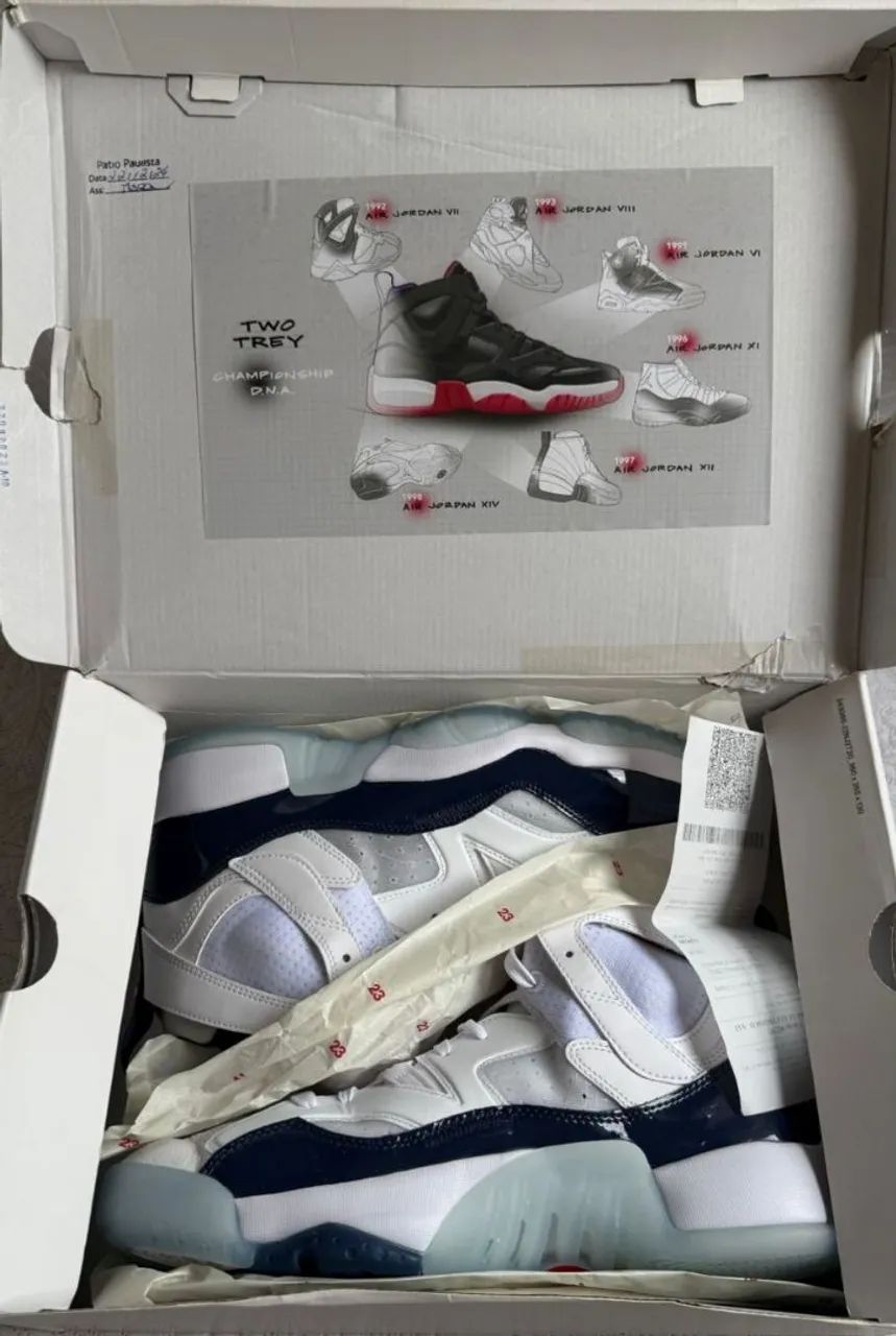 Tênis Nike Jordan Jumpman Two Trey Branco - N°43 - Raro, Quase Novo!