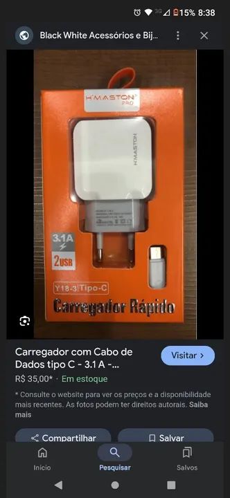Carregador turbo tipo c com cabo pra todos modelo - Foto 2