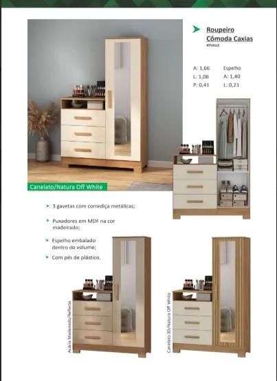 Cômoda Caxias Canelato/Natura Off White