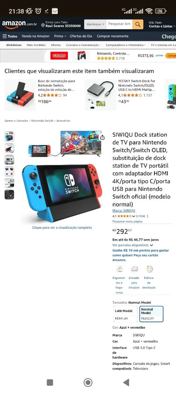 SIWIQU Dock para Nintendo Switch