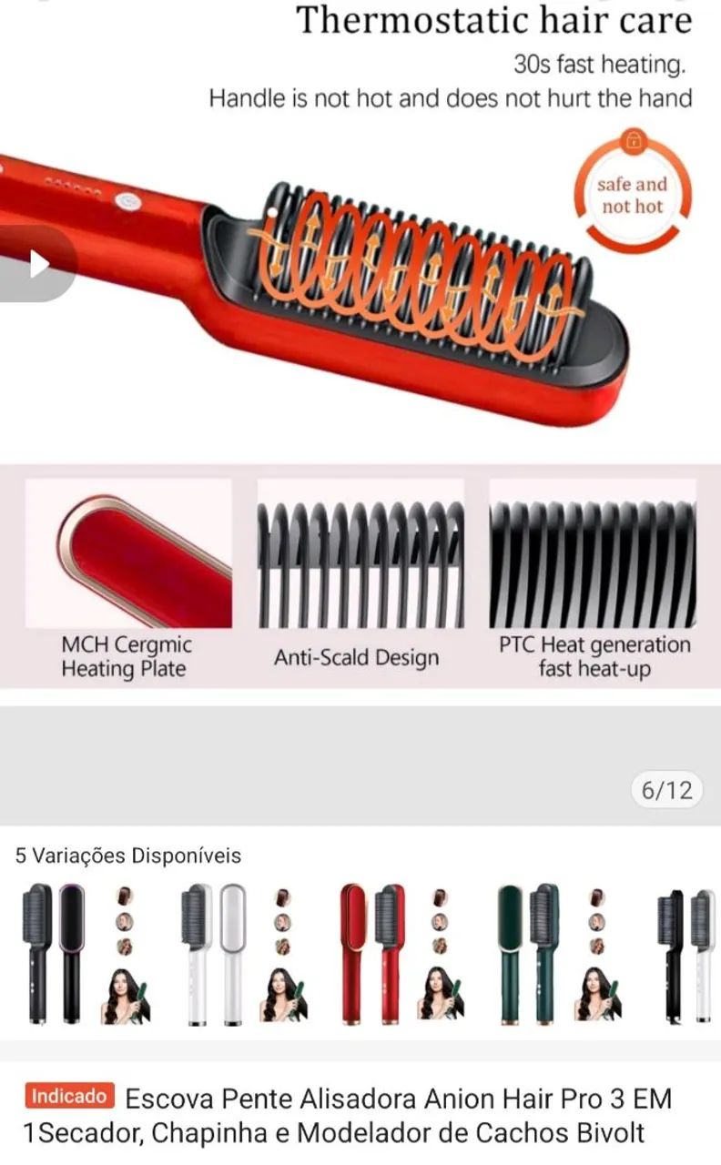 Escova Alisadora de Cabelo - Foto 2