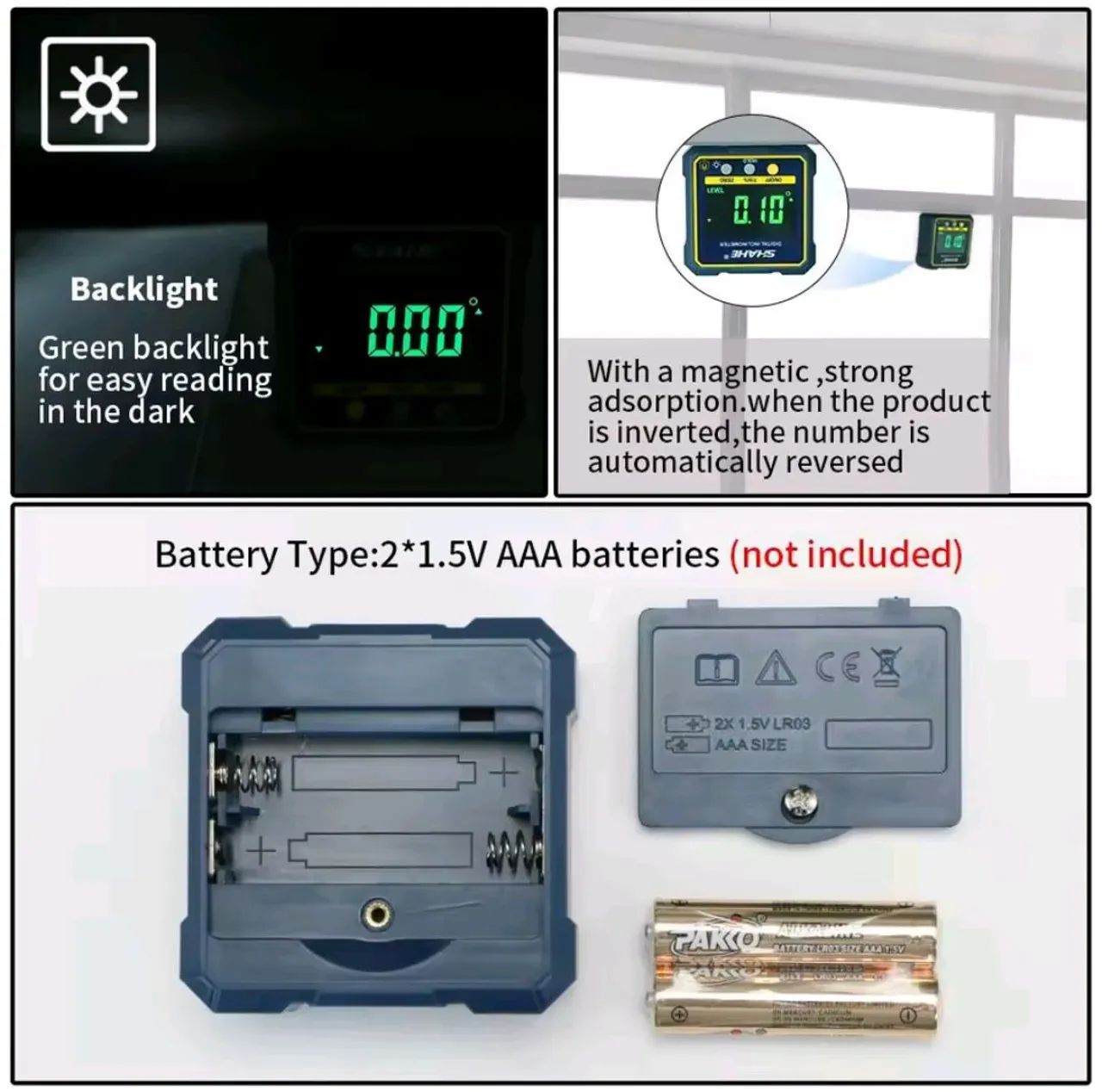 Inclinômetro Digital SHAHE -5315-90c Precisão para suas medições Magnético - Foto 5