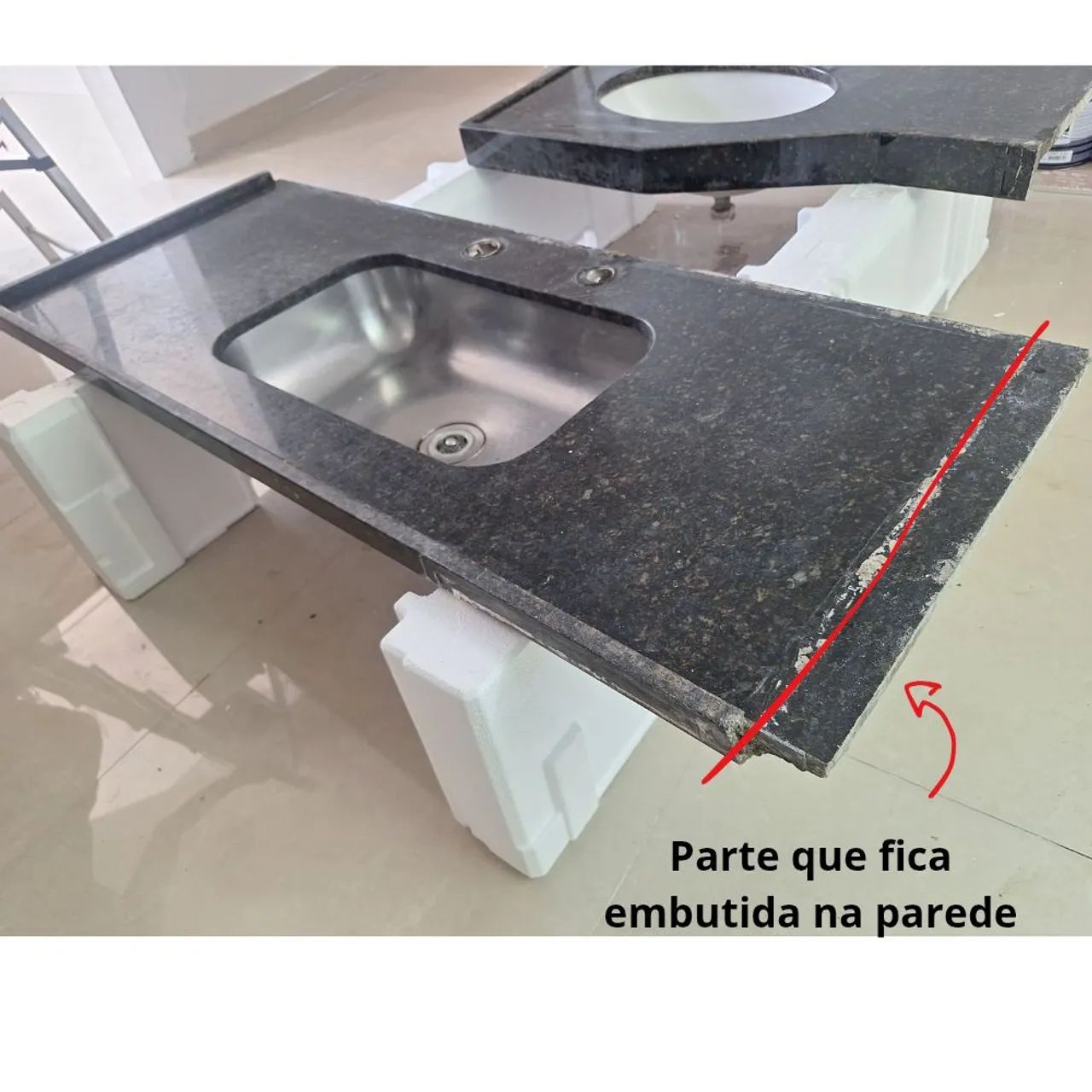 Pia para cozinha em granito preto são gabriel, com cuba e torneira - Foto 3