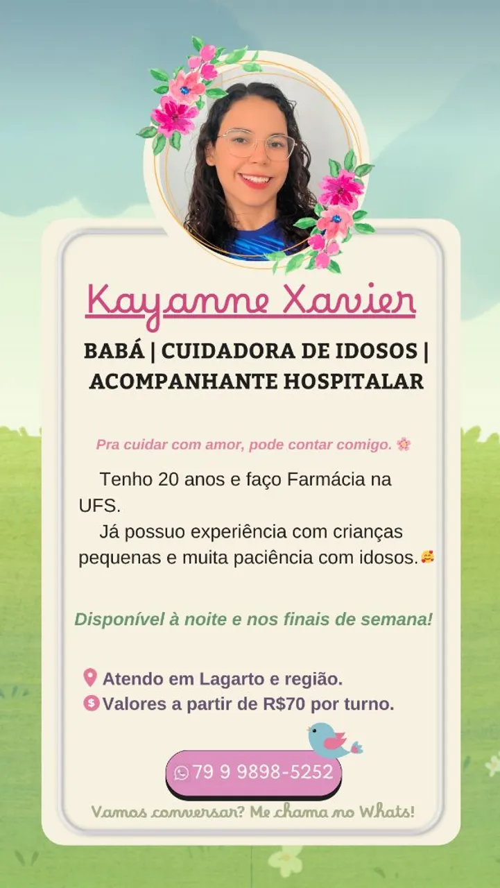 Precisa de alguém de confiança pra cuidar de quem você ama? ?