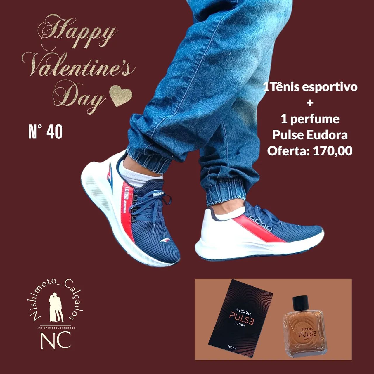 Tênis Esportivo + Perfume Pulse Eudora - Oferta Imperdível!