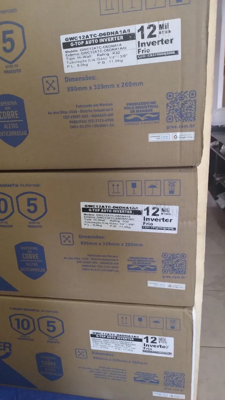 Ar Condicionado Gree - 12.000 BTUs - Novo