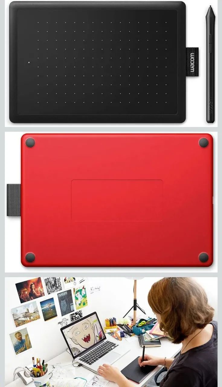 Wacom One CTL472 - Mesa Digitalizadora, Preto / Vermelho - Foto 2