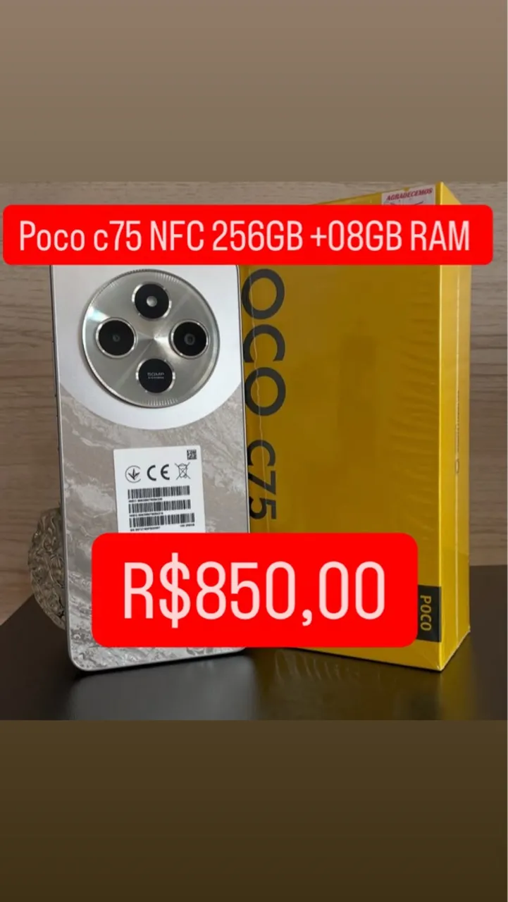 Celular Poco C75 NFC 8+256GB 4G Versão Global