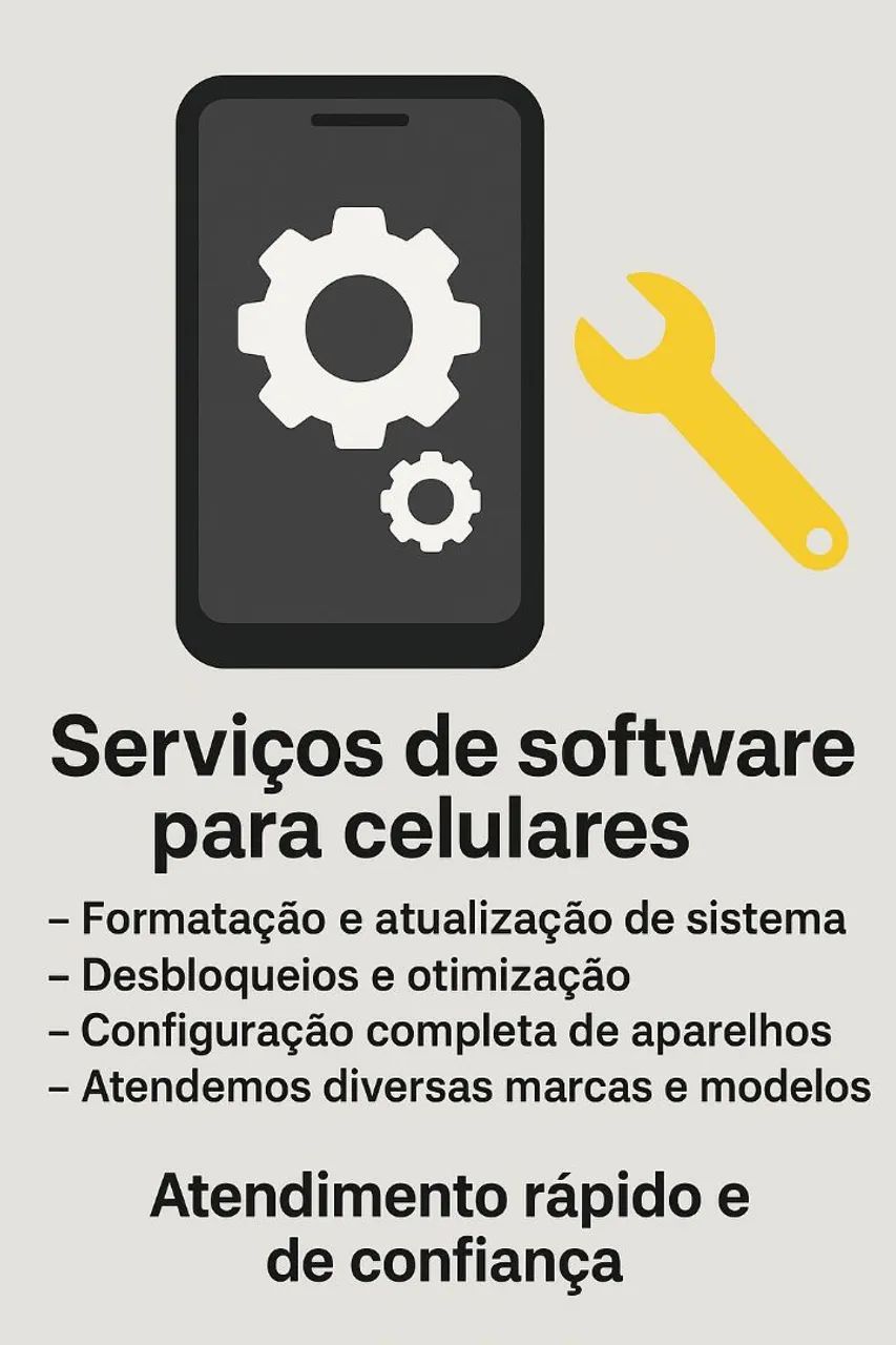 Serviços de software: formatação, atualização, desbloqueio e manutenção de celulares