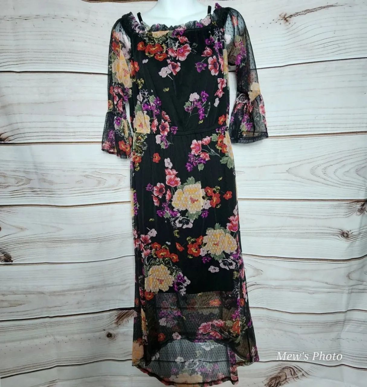 Vestido Kate & Mallory® Mesh Off-the-Shoulder Floral 1X - Foto 2
