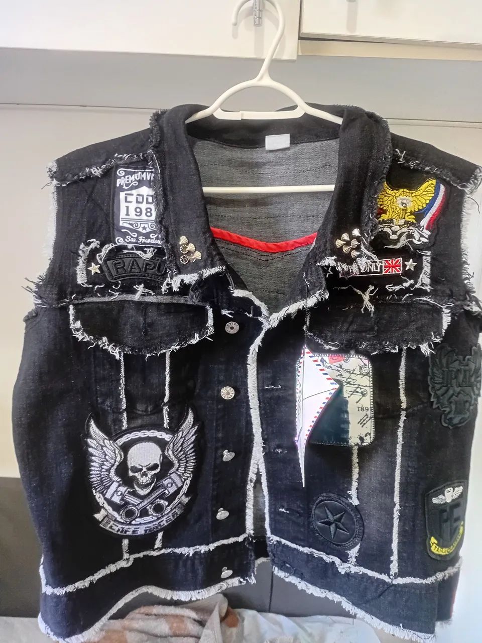 Colete jeans punk motoclube