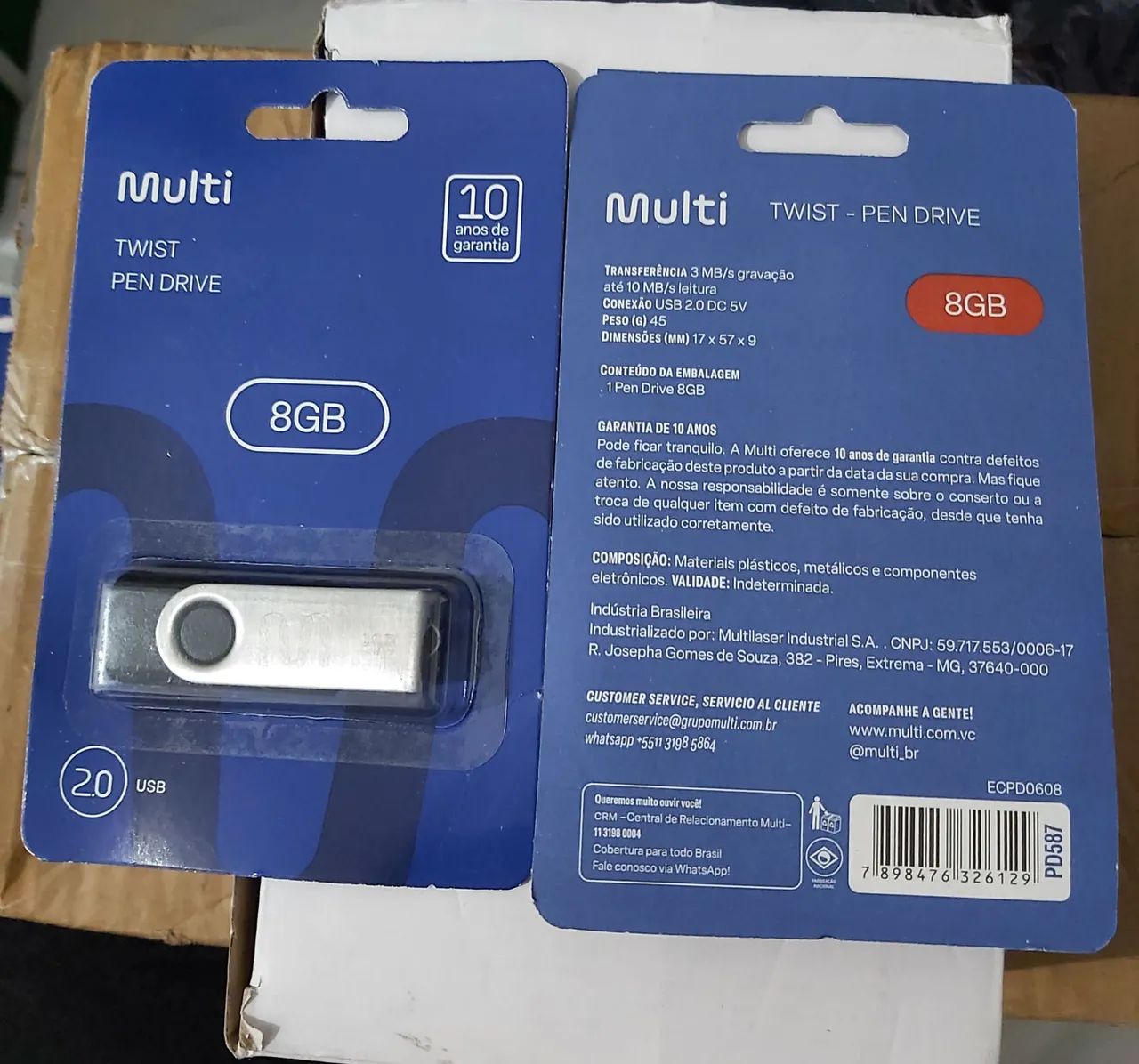 ORIGINAL: Pendrive 8GB Multilaser 2.0 USB Pen Drive