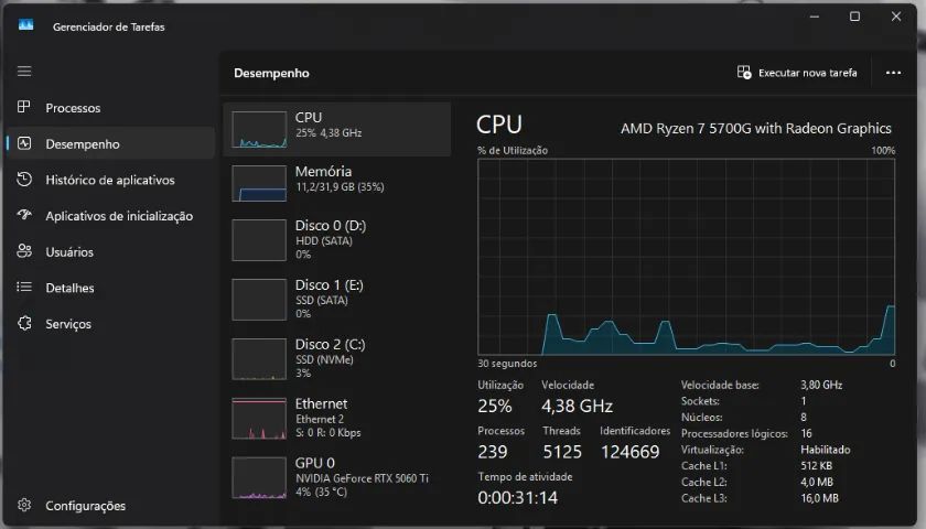 RYZEN 7 5700G (NOVO! 1 SEMANA DE USO) - Foto 4