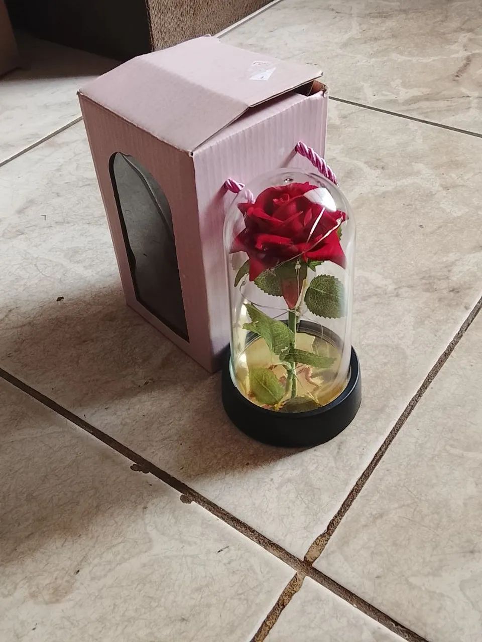 Luminária de rosa vermelha com espinhos