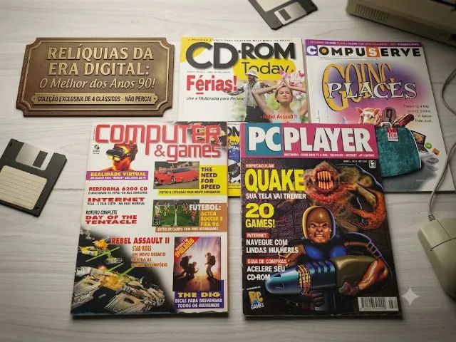 Lote 4 revistas Retro PC: CD-ROM Today Computer & Games PC Player e Compuserve