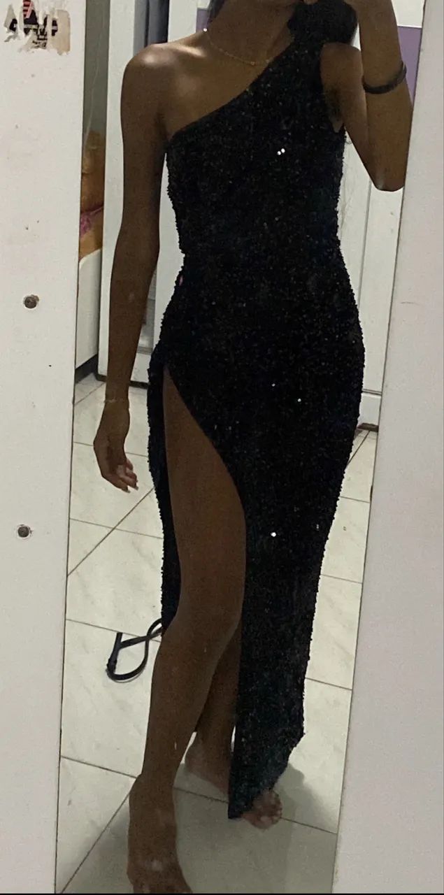Vestido longo com brilho preto  - Foto 2