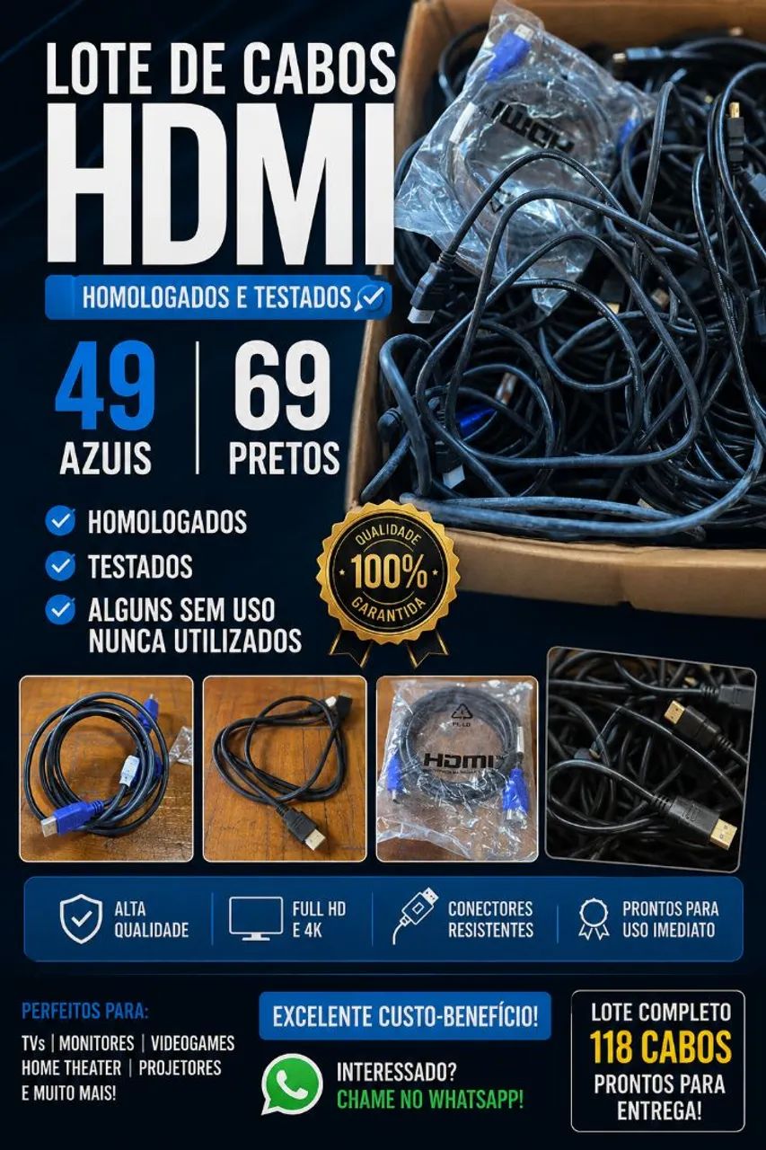 Lote de cabos HDMI