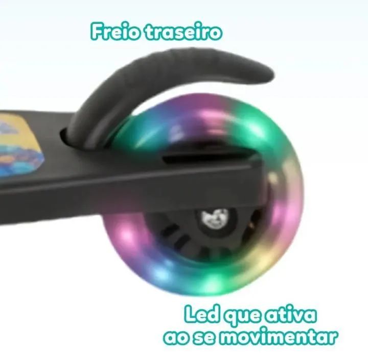 Patinete infantil 3 rodas com luzes led dobrável e ajustável Atentu Kids - Novo - Foto 6