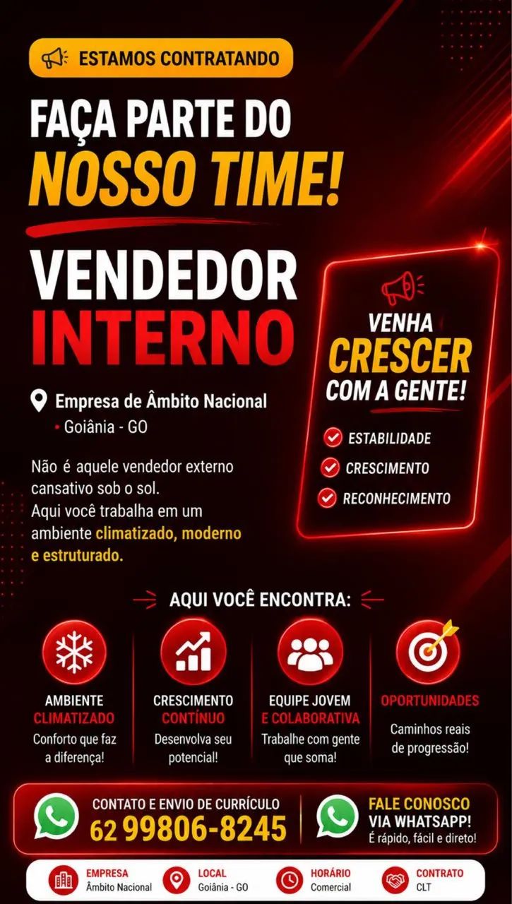 Vaga de vendedor Interno