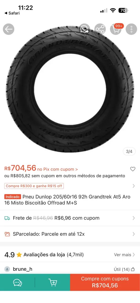 Pneu 205/60r16 dunlop - Outros itens para agro e indústria
