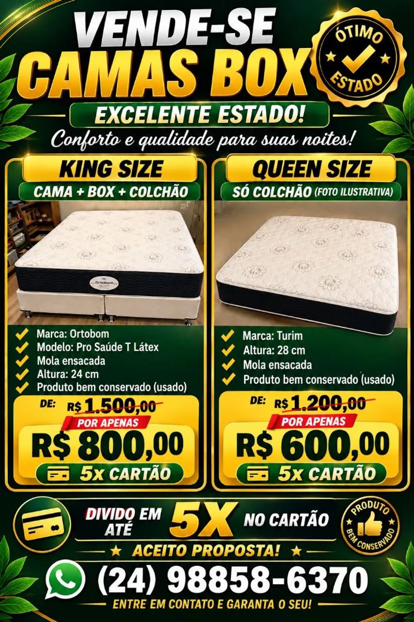 Vendo colchão casal com ou sem  cama box 