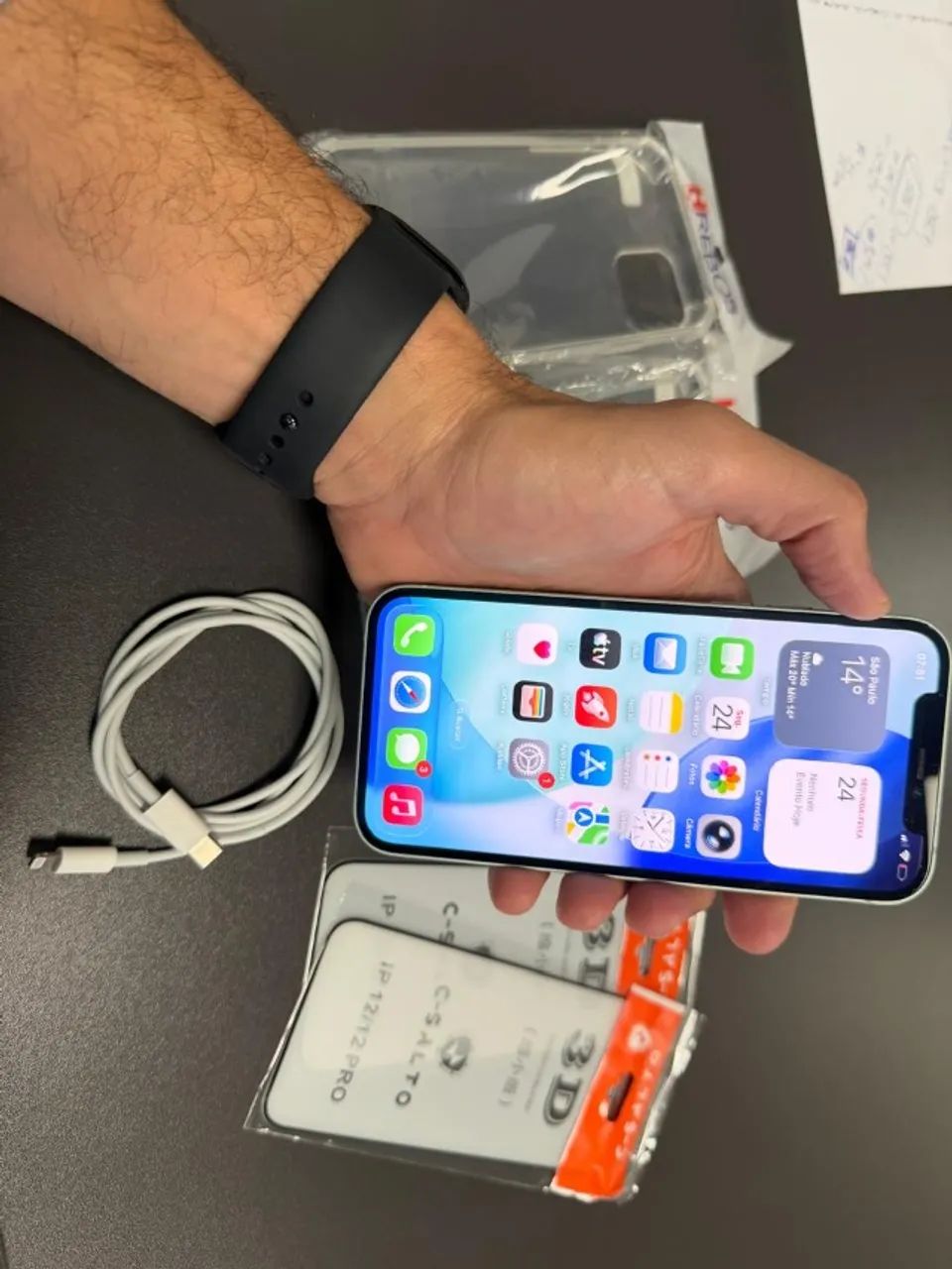 iPhone 12 256GB Green - Impecável / Todo Original - Celulares e
